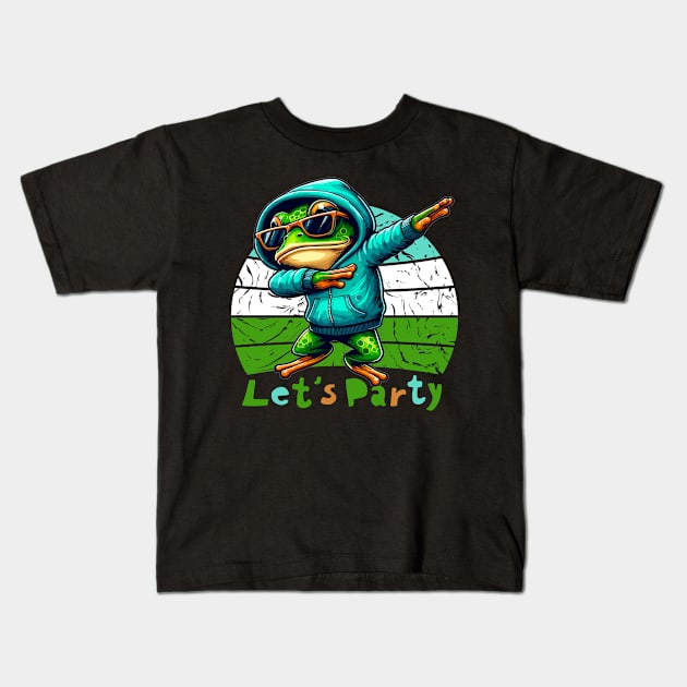 Dabbing Frog - Let's Party Kids T-Shirt by JessArty